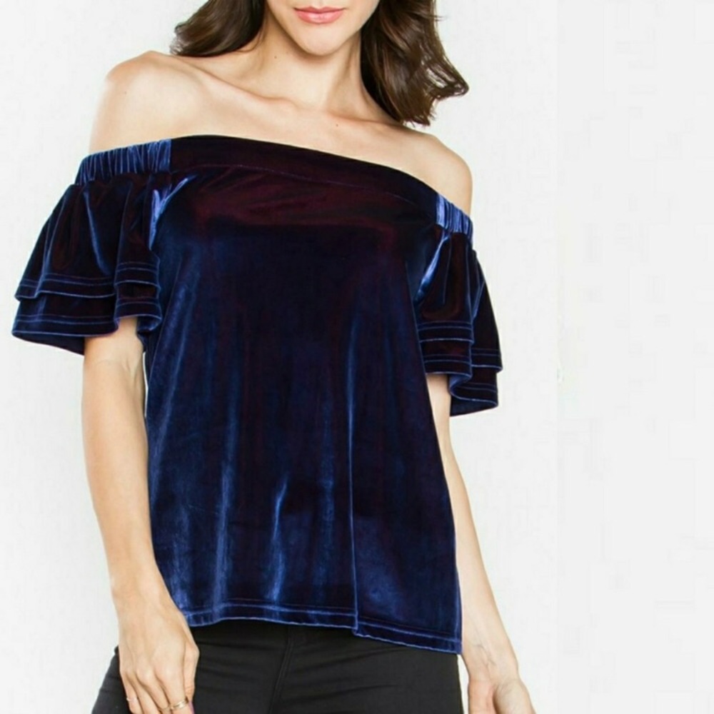 Off the shoulder velvet top